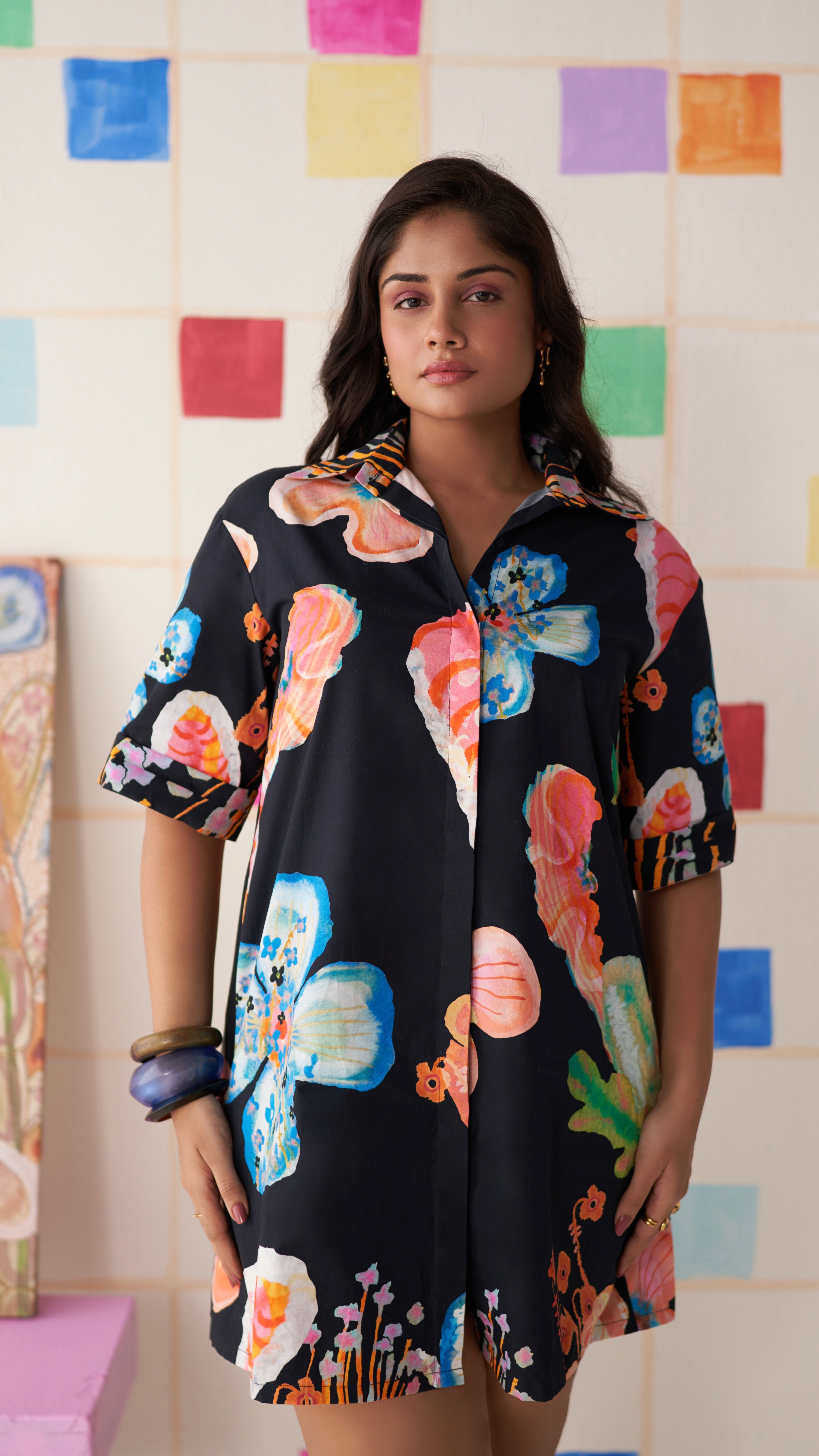 Soleil Bloom Shirt Dress – Noir