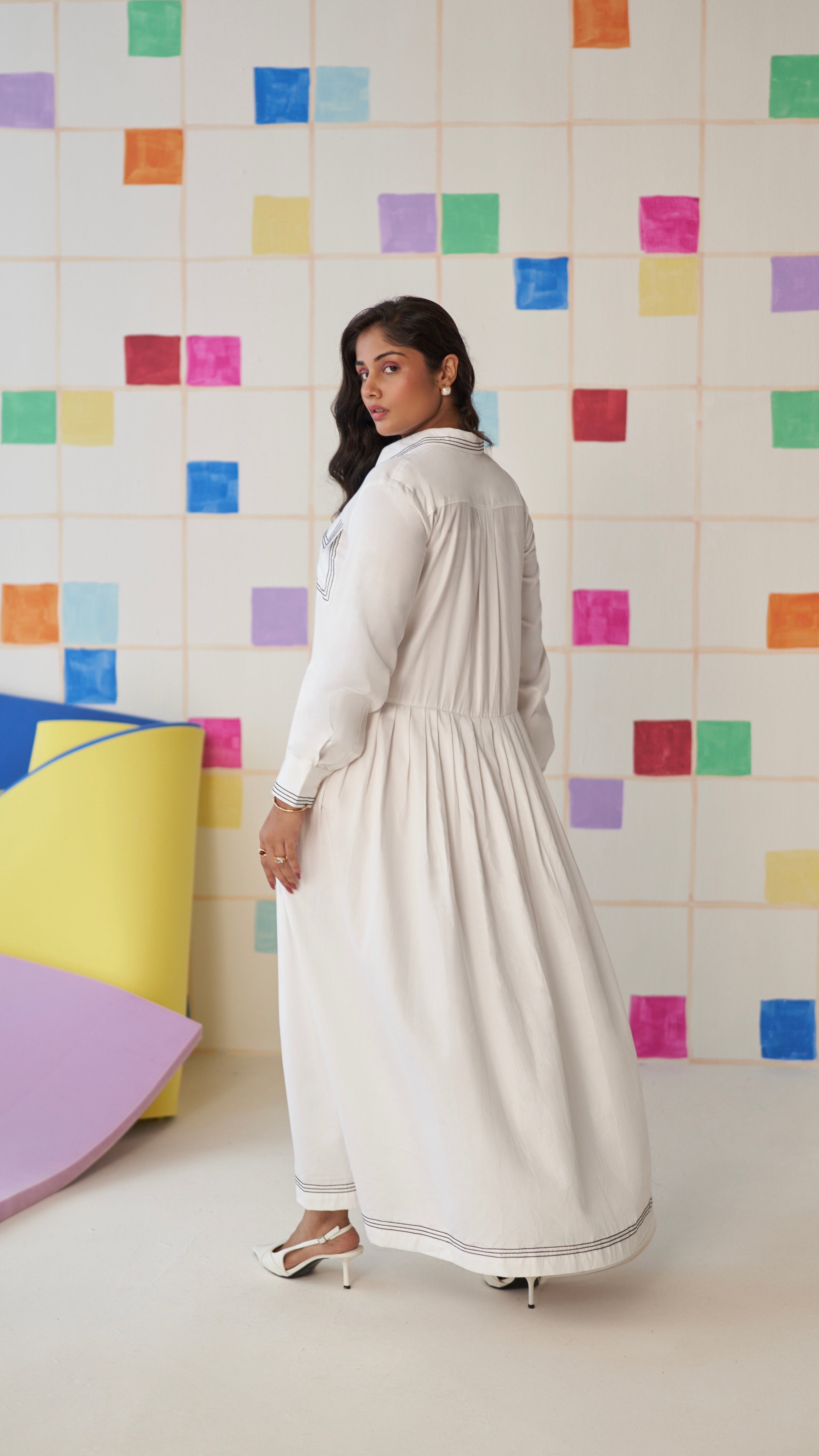 Monochrome Flow Shirt Dress