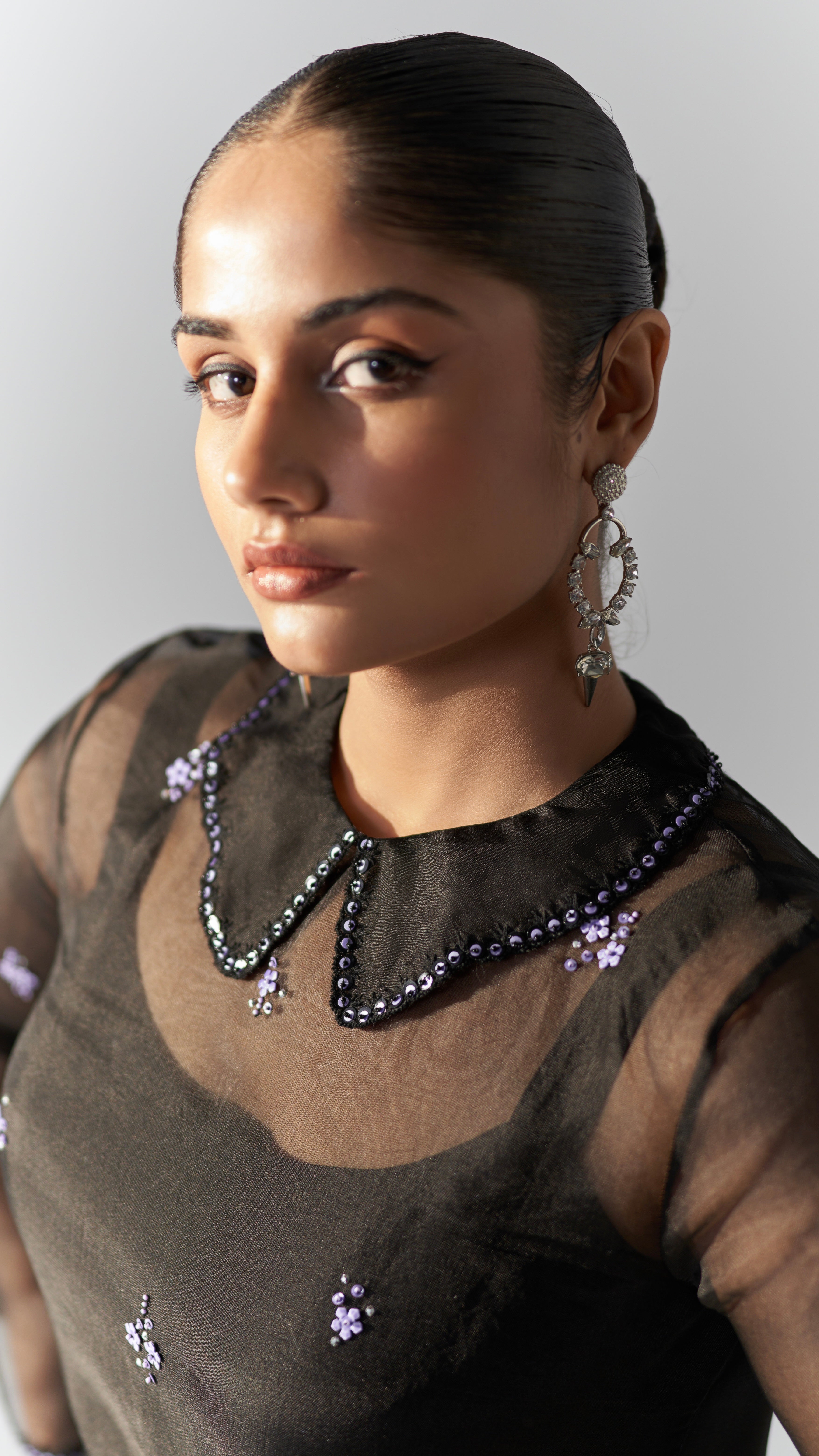 Midnight Petal Mini Dress– Noir