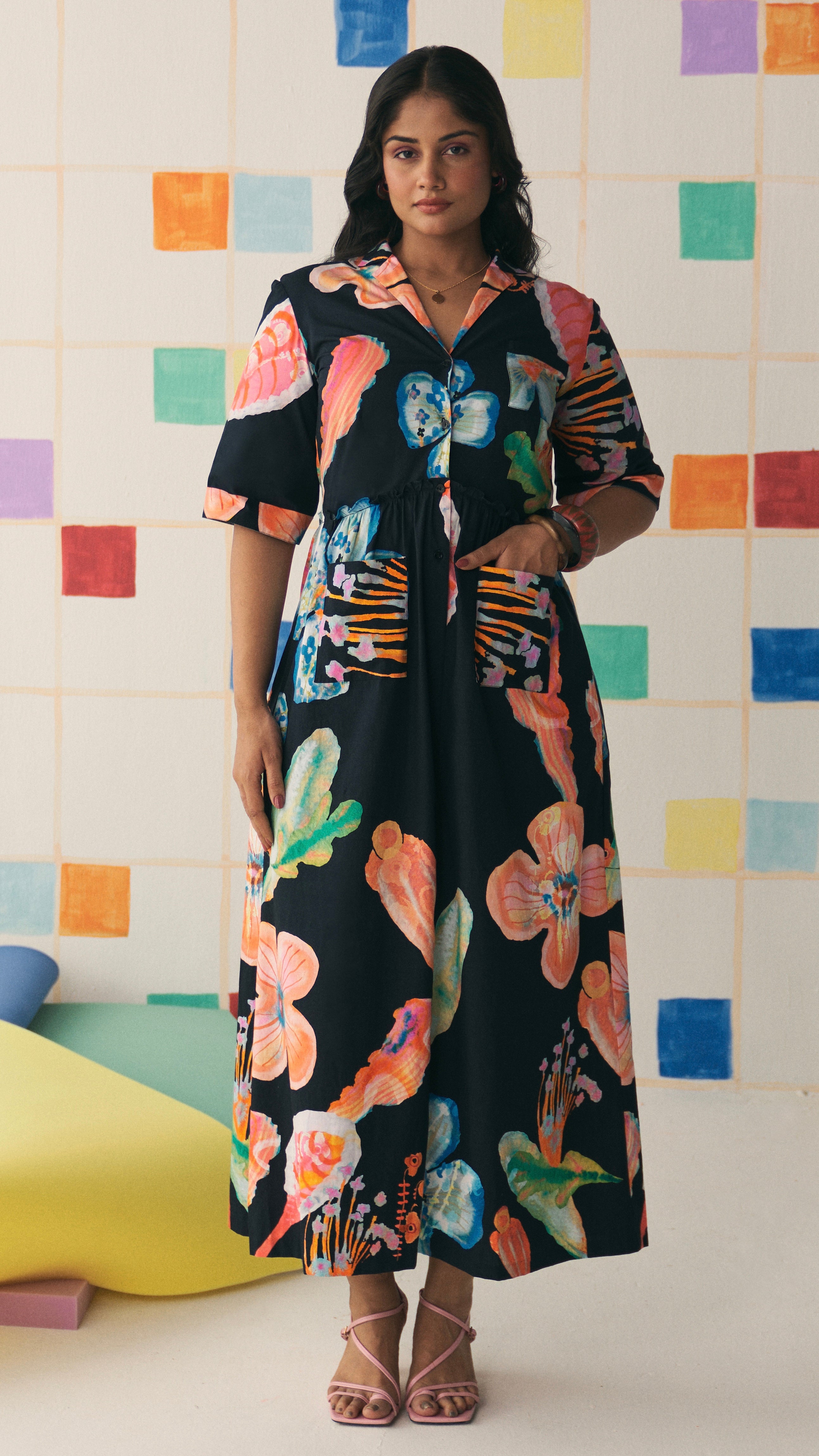 Elysian Bloom Dress – Noir